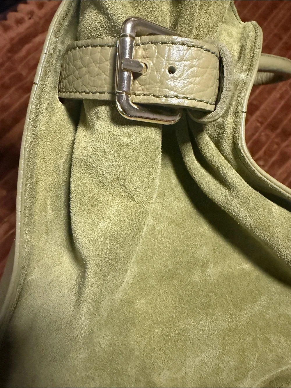 Anna Paola Sage Green Leather Suede Handbag Shoulder Crossbody Purse